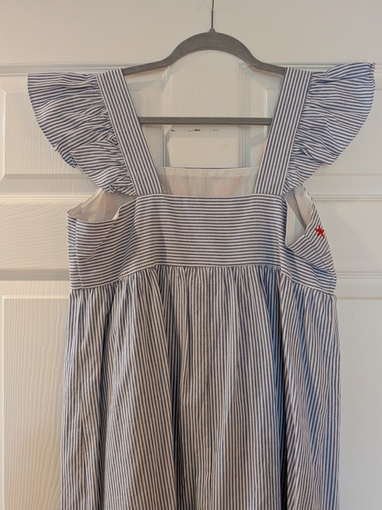 Blue Striped Embroidered Floral Sundress - Picture 3 of 5